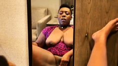 Sexy Ebony Bbw Mirror Squirting Session