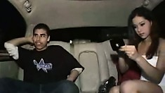 Cute latina bimbo gets her fine little ass into the back of a limo