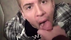 Sexy Blond Swallows Huge Load Of Cum