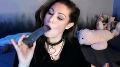 Girl play with dildo in webcam