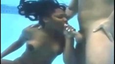 Black Woman Sucking 2 Cocks Underwater