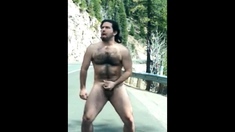 Hairy Bator Jerking Off By The Road
